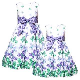 Rare Editions GIRLS 2T 6X PURPLE WHITE GREEN FLORAL BUTTERFLY BORDER 