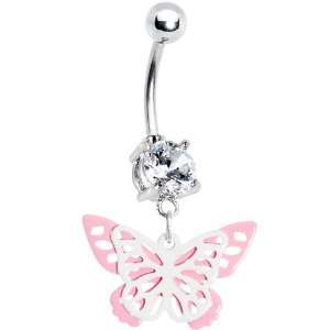  Crystalline Gem Butterfly Wings Belly Ring Jewelry