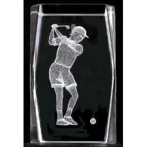   Female Golfer 5x5x8 Cm Cube + 3 Led Light Stand 