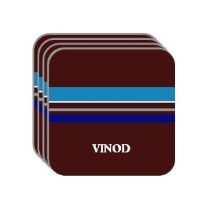 Personal Name Gift   VINOD Set of 4 Mini Mousepad Coasters (blue 