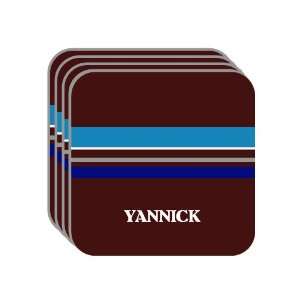 Personal Name Gift   YANNICK Set of 4 Mini Mousepad Coasters (blue 