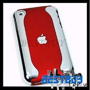  RED SILVER BACK HARD case cover skin for iPhone 3G 3GS 8GB 
