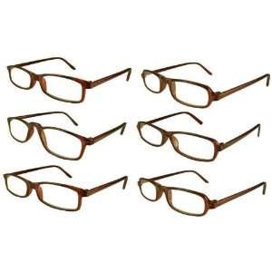  Reading Glasses Wholesale 6 Pair Brown Plastic Reader Men 