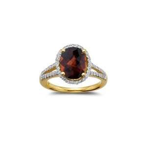  0.53 Cts Diamond & 2.80 Cts Garnet Ring in 14K Yellow Gold 