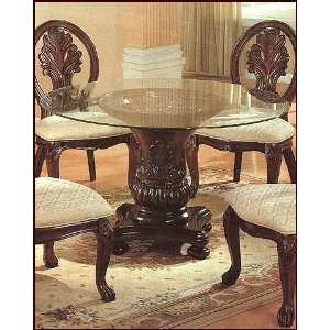    Rich Cherry Glass Top Dining Table CO 101030: Furniture & Decor