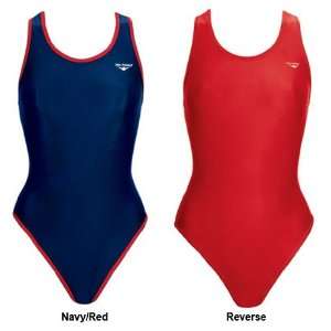   Back Swimsuit 42 NAVY/RED (REVERSES TO RED) 40: Sports & Outdoors