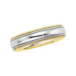  Size 07.50 14K White/Yellow Gold Two Tone Comfort Fit Band 