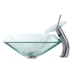  Kraus C GVS 901 19mm 10CH Clear Aquamarine Glass Vessel 