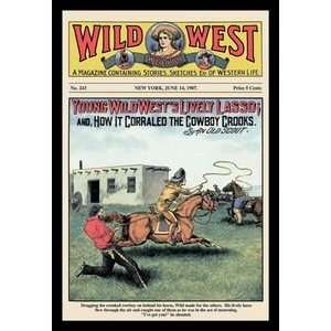 Wild West Weekly: Young Wild Wests Lively Lasso   12x18 Framed Print 