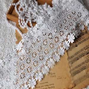  14cm Wide Bleached Silk Lace Material for Arts & Crafts 