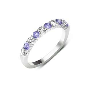   Clarity,Violet Color) 10 Stone Wedding Ring in 14K White Gold.size 7.0