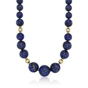  Graduated Lapis Bead Necklace In 14kt Yellow Gold Jewelry