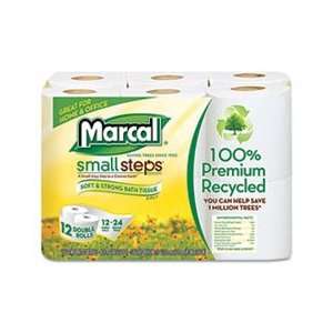 100% Recycled Double Roll Bathroom Tissue, 12 Rolls/Pack 