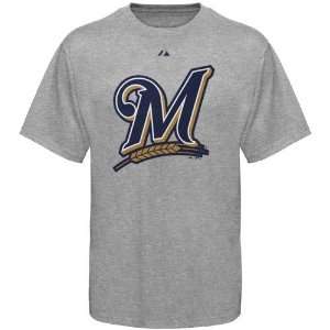  Milwaukee Brewers Ash Official Logo T shirt: Sports & Outdoors