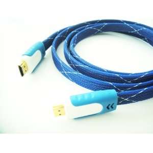  15ft Flat HDMI to HDMI 1.4.v Cable (Blue / White 