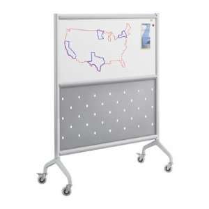 Rumba Screen Magnetic Whiteboard with Perforated Steel Panel in Gray 