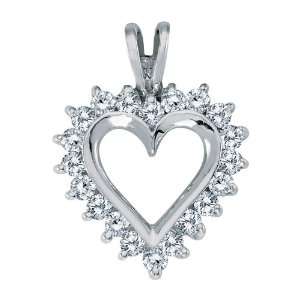   White Gold 0.50 Carat Diamond Heart Pendant with 18 Chain: Jewelry