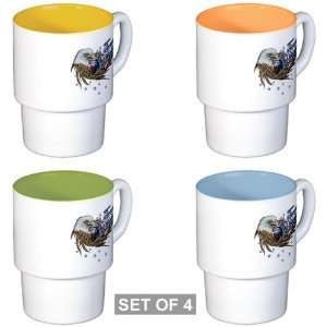  Stackable Coffee Mugs (4) Forever Wild Eagle Motorcycle 