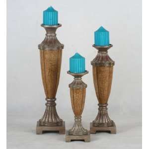  Privilege 19554 3 Piece Candle Holders   Crackle Finish 