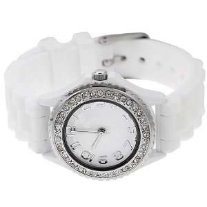   Womens Rhinestone accented White Small Face Silicone Watch: Jewelry