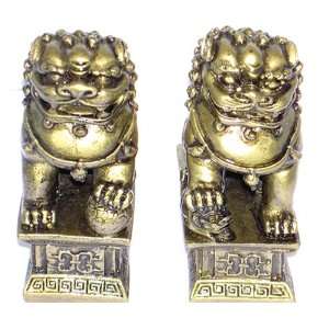  Feng Shui Pair Bronze Temple Lion Health Safety H17020 