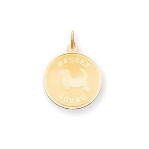   Basset Hound Disc Charm   Measures 26.2x19.2mm   JewelryWeb Jewelry