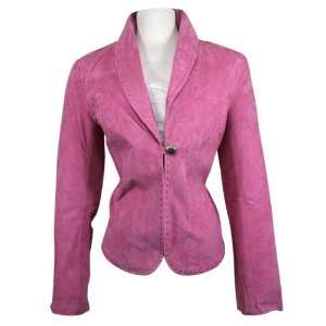  Ladies Pink Suede Hip Length Fashion Jacket   Size : Small 