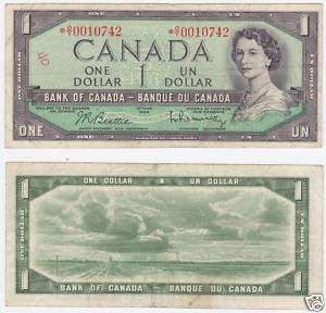 1954 BANK OF CANADA $1 ONE DOLLAR REPLACEMENT OY PREFIX  