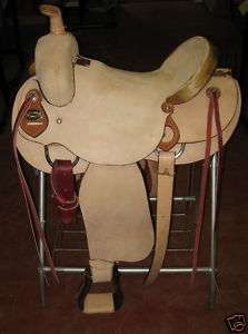 Eaton Ranch Custom Rough Out Leather Ranch Saddle Modified Assoc 16 in 