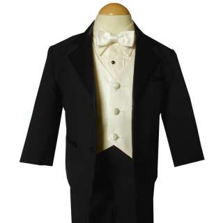 GINO Black & Ivory Boy Usher Tuxedo Suit Select Size  