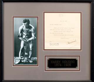 Harry Houdini Signed and Framed Letter Display PSA/DNA  