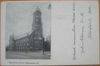 1906 Postcard Holy Trinity Church Bloomington, Illinois  