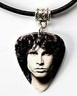 Jim Morrison The Doors Guitar Pick Black Leather Necklace
