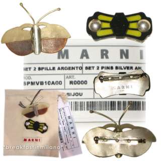 NWT ADORABLE MARNI STERLING SILVER JEWEL BROOCHES  