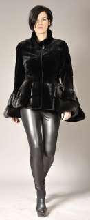 Sheared SAGA black Mink Fur jacket with bell sleeves  