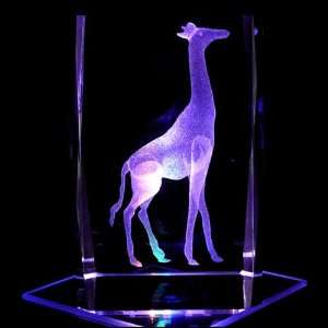  Giraffe 3D Laser Etched Crystal includes Two Separate LEDs Display 