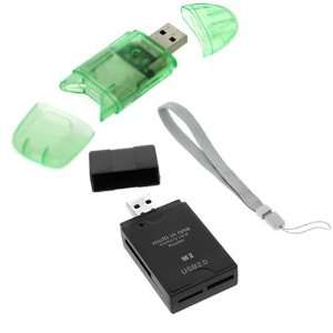 Black USB All in one Card Reader + Green USB Memory Card Reader for SD 