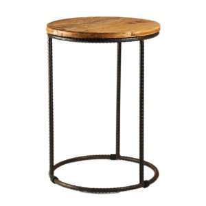  ZENTIQUE RURST 3S Reclaimed Elm Wood Round End Table: Home 