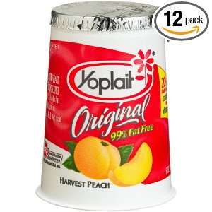 Yoplait Yogurt Peach Original, 6 Ounce Cups (Pack of 12):  