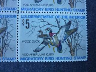 UNITED STATES 1974 #RW41 XF MINT NEVER HINGED WOOD DUCKS STAMP PLATE 