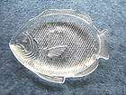 Three (3) Clear Glass FISH PLATTER Vintage Made in USA