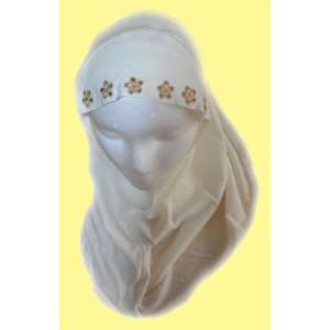  Ivory 1 piece Al Amira Hijab with Light Brown Daisy Chain 