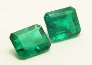23cts Superb Loose Natural Colombian Emerald Pair~ Emerald Cut 