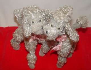 VTG GRAY POSEABLE POODLES JAPAN 8 TALL WIRE CHENILLE  