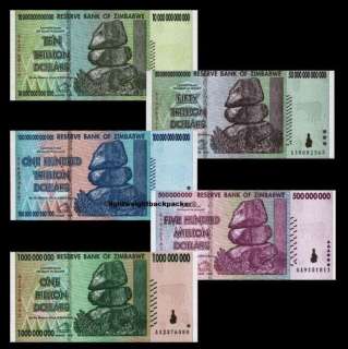 ZIMBABWE DOLLAR 5 BANK NOTES MIXED SET 100 TRILLION +++  
