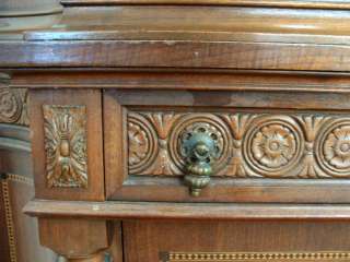 Antique Walnut & Mahogany Inlay 2 Door Cupboard Cabinet  
