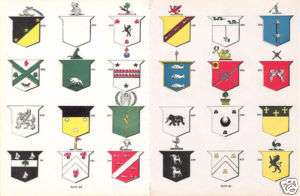 24 IRISH Coats of Arms over 100 years old authentic Antique print 
