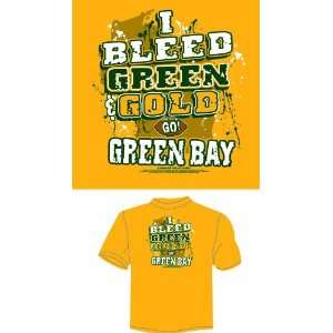   Bleed Green Gold   GO Green Bay T Shirt Large