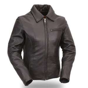 First MFG Womens Clean Cruiser Leather Jacket. Clean Look. FIL126NKDZ