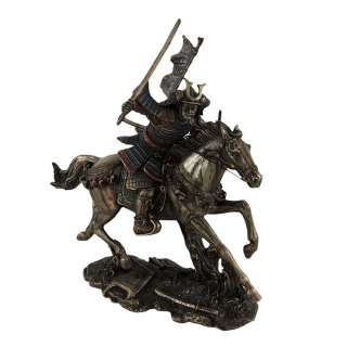 Samurai Battle Warrior On Horseback Statue Figure  